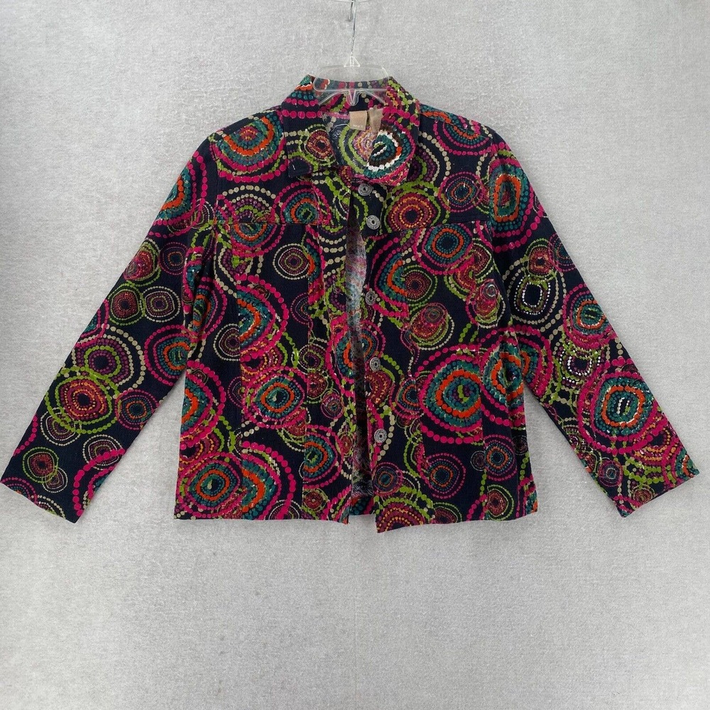 Wear It Blazer Jacket Womens Size 0 MEDIUM Bohemian Art to Wear Abstract Printed
